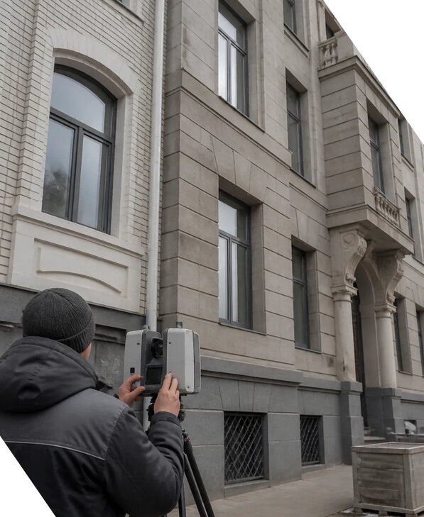Лазерное сканирование фасадов зданий для обследования в Соликамске